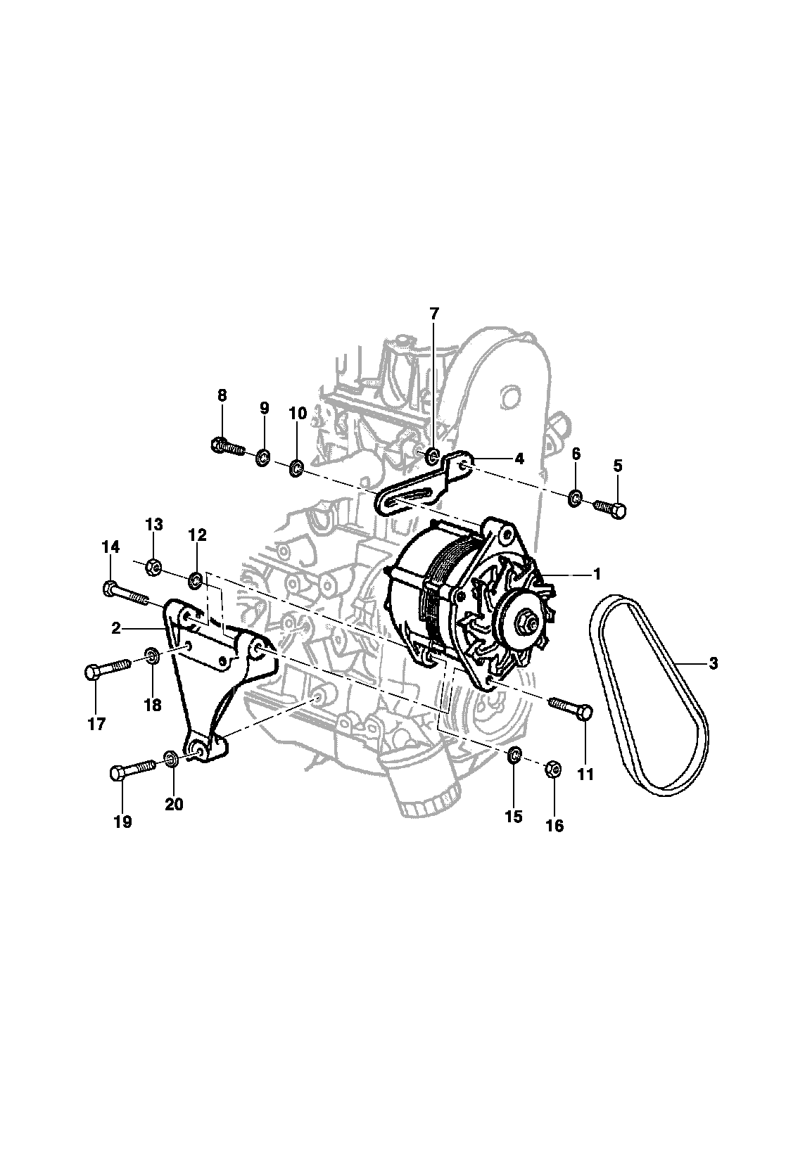 Крепление генератора - двигатель LM3/LN2 без усилителя руля