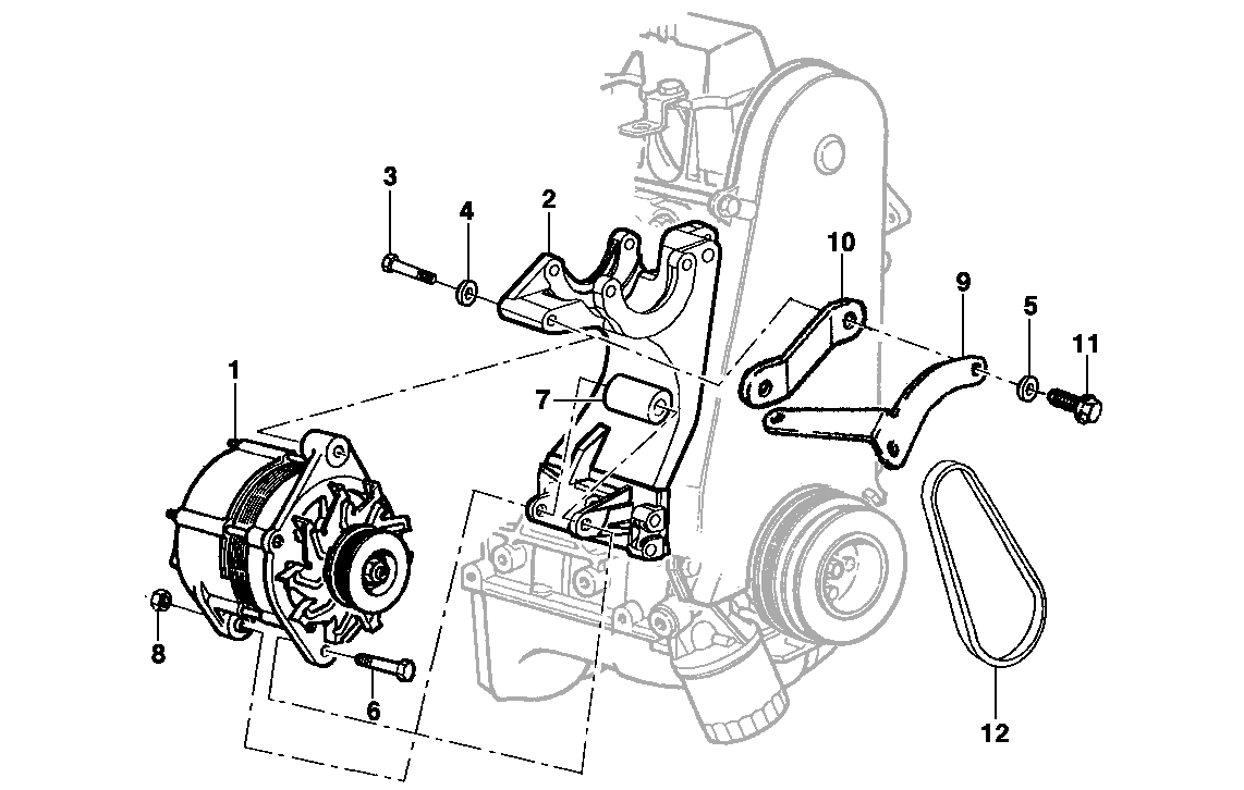 Крепление генератора - двигатель LM3/LN2/LG1 с усилителем руля