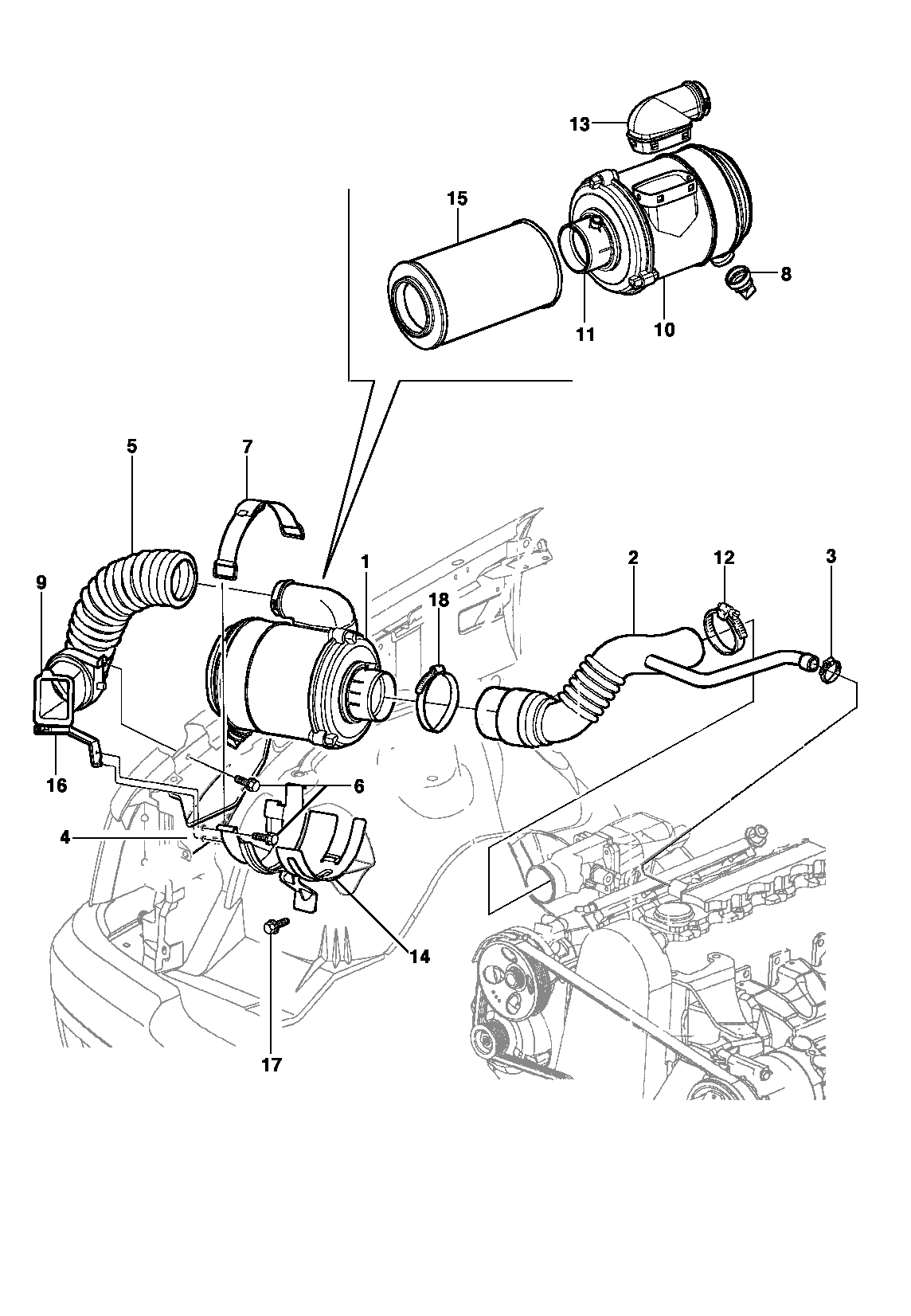 Воздушный фильтр - двигатель LG1